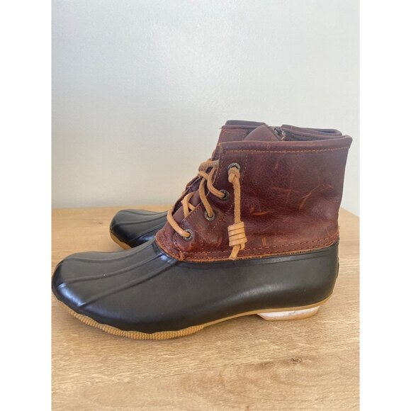 Sperry Top Sided Women’s 6.5 Brown & Black Waterproof Rubber Duck Boots With Zip - Picture 4 of 7